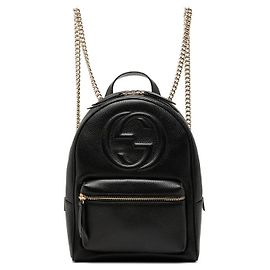 Gucci Soho Interlocking G Leder Rucksack Schwarz