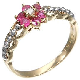Autre Marque Anello Fiore Au750 Pt900 D'oro