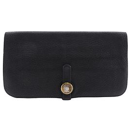 Hermès Cartera Larga Dogon en Taurillon Clémence Hermes Negro