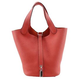 Bolsa Hermès Picotin Lock Trillon em Couro Clemence Rosa