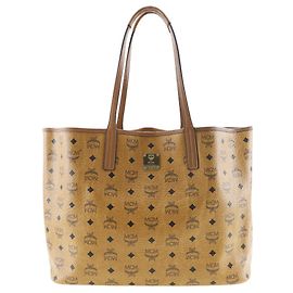 MCM Visetos PVC-beschichtete Canvas-Tote-Tasche Braun Bronze