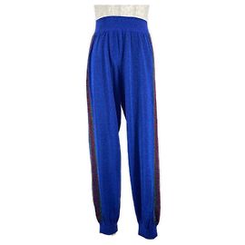 Gucci Interlocking G Web Line Lam Wool Pants Blue