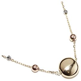 Autre Marque Collier Pendentif Au750 Rose Blanc Jaune