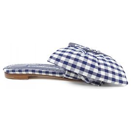Sandales en cuir Manolo Blahnik Blanc Bleu Bleu Marine