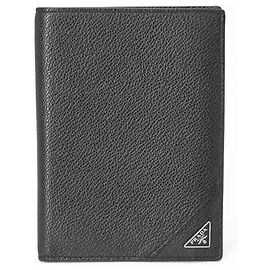 Prada Black Saffiano Passport Cover Black