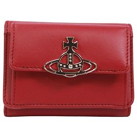 Billetera de cuero plegable Vivienne Westwood Roja