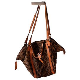 Autre Marque Synthetic fur handbag with leopard print and leather details Brown Leopard print