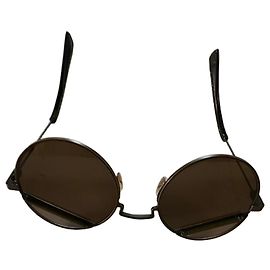 Yohji Yamamoto Óculos de sol redondos de metal com lentes marrons Marrom Metálico