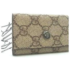 GUCCI GG Supreme Key Case Blue Beige