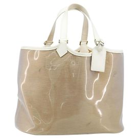 LOUIS VUITTON Epi Plage Lagoon Bay Tote Bag White Clear M92151 LV Auth LNZ349 White Other
