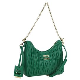Borsa a Spalla Miu Miu Matelassé in Pelle 2 in 1 Verde Oro Auth 171450SAM D'oro Verde
