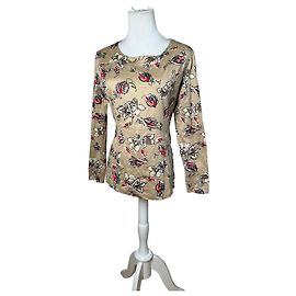 Pull ras du cou vintage Dior Floral doré M Doré