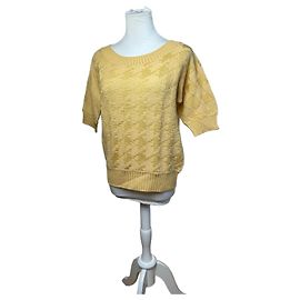 Vintage Dior Kurzarm-Wollpullover Gelb M Gelb