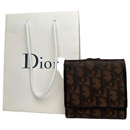 Vintage Dior Oblique Monogram Leather Wallet Brown Brown