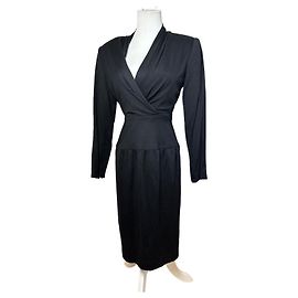 Vintage Givenchy Wollkleid M Schwarz Schwarz
