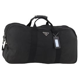 PRADA Boston Bag Nylon Black Silver Auth bs33605 Black Silvery