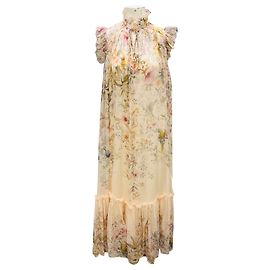 Vestido midi de chiffon floral com babados Aviary Rebellion creme da Zimmermann Bege