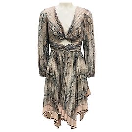 Zimmermann Beige / Taupe Multi Corsage Python Coquette Schlangenprint Cutout Kleid Beige