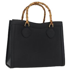 Borsa a mano in pelle Gucci Bamboo 2way Nera Oro 002 0260 Auth 166139 Nero D'oro