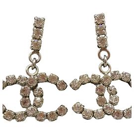 Pendientes de strass Chanel Coco Mark Plata