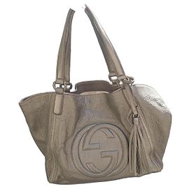 Gucci graue Lederhandtasche Grau