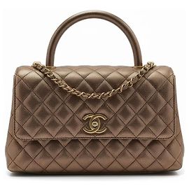 Chanel 19A Medium Coco Handle Metallic Copper Caviar Timeless Bag Metallic Copper Gold hardware