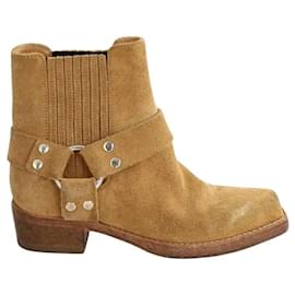 Re/Done Botas biker de ante camel Camello