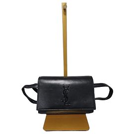 Bolsa transversal de couro monograma Kate da Saint Laurent Preta Preto