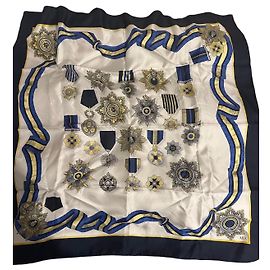 Autre Marque Silk square ARA adorned with medals White Blue Golden Other