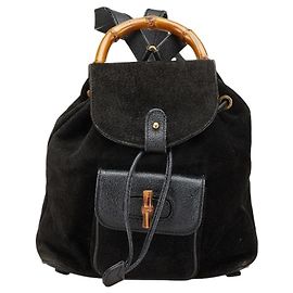 Gucci Bamboo Backpack in Black Leather and Suede Black