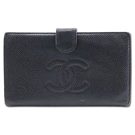 Chanel Long Wallet Caviar Wallet Black