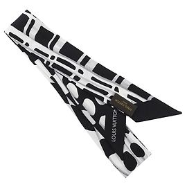 Lenço de Seda Bandeau Louis Vuitton Preto Branco