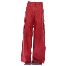 Autre Marque Pantalón de cuero rojo Roja