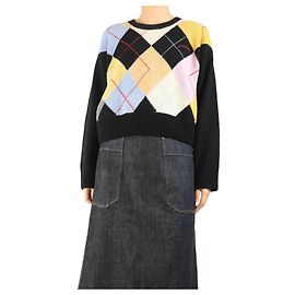 Ganni Pull court argyle noir - taille S Noir