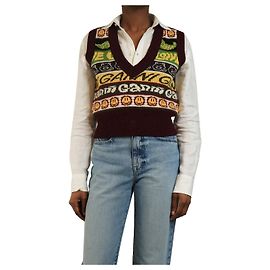 Ganni Bordeaux Smiley-Weste - Größe S Bordeaux