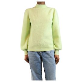 Ganni Pull en laine tricoté vert lime - taille S Vert