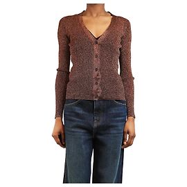 Prada Brauner Lurex-Cardigan - Größe UK 8 Braun