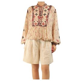 Isabel Marant Etoile Neutrale floral bestickte Bluse - Größe UK 12 Andere