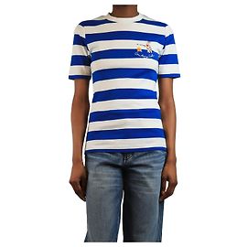 Ganni Camiseta a rayas azul y blanca - talla S Azul