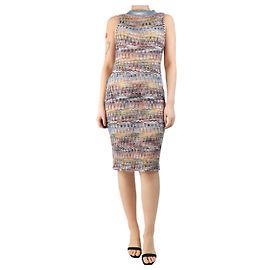 Missoni Vestido midi sem mangas em malha multi - tamanho UK 10 Multicor