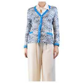 Missoni Hellblauer Zickzack-Strickcardigan - Größe UK 12 Blau