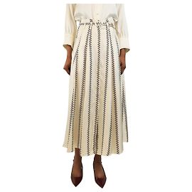 Gabriela Hearst Cream printed silk midi skirt - size UK 6 Other