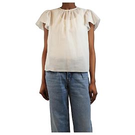 Frame Denim Top de algodón blanco de manga corta - talla S Blanco