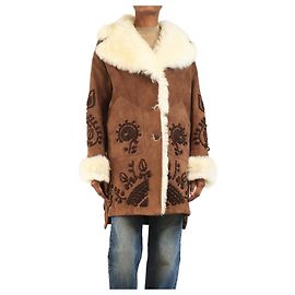 Ermanno Scervino Brown shearling coat - size UK 6 Brown