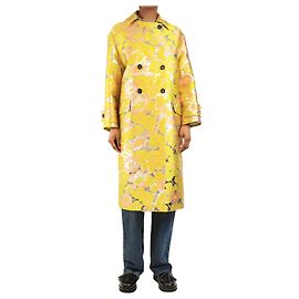 Msgm Yellow floral lurex jacquard coat - size UK 6 Yellow