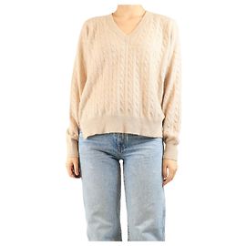 Brunello Cucinelli Neutrales V-Ausschnitt Kabelstrickpullover - Größe XL Andere