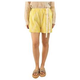 Rochas Yellow elasticated jacquard shorts - size UK 8 Yellow