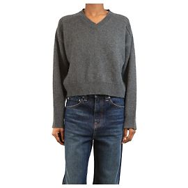 Autre Marque Grauer V-Ausschnitt-Pullover - Größe XS Grau