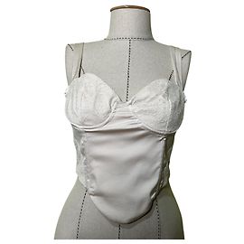 Autre Marque Meshki Havva Satin Spitzen Corset Top Creme Roh
