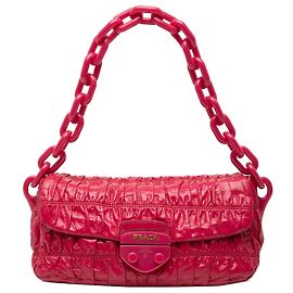 Bolsa de Ombro Prada Vernice Gaufre Rosa Rosa